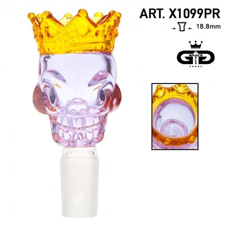 Glava za bong Grace Glass  Skull King Bowl Purple 18.8mm