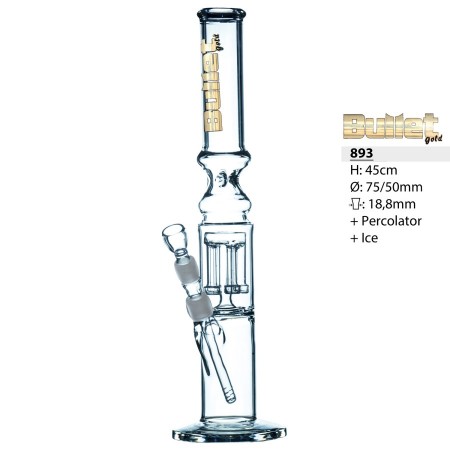 Bullet Gold Glass Bong New Perkolator Led 45cm D=50mm 18.8