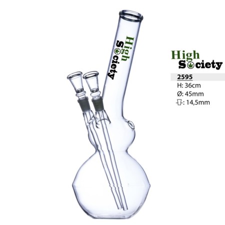 HighSociety Glass Bong Double Chillum 36cm