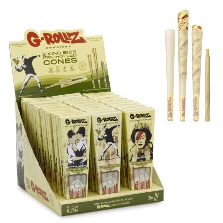 G-ROLLZ Banksy's Graffiti Organic Hemp Extra Thin 3 KS Cones