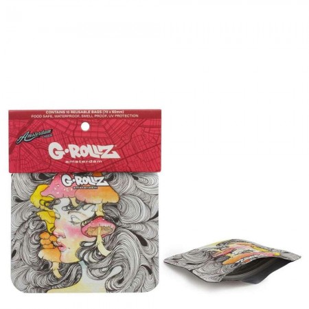 G-Rollz Mushroom Lady 70x60mm Smellproof Bags 10pcs in Display