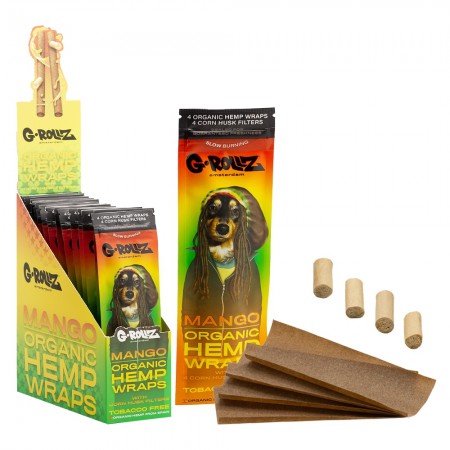 G-ROLLZ 4x Mango Flavoured Hemp Wraps + Corn Husk Tips Reggae