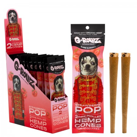 G-Rollz Blunts Pre-Rolled Hemp Cones Strawberry Pop 2 kos