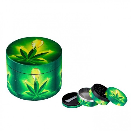 Grinder 50mm 4 parts green leaf colorfull