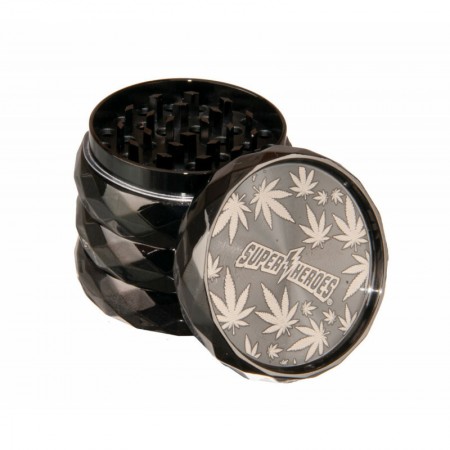 Grinder metal Super Heroes Black 53 mm 4 parts