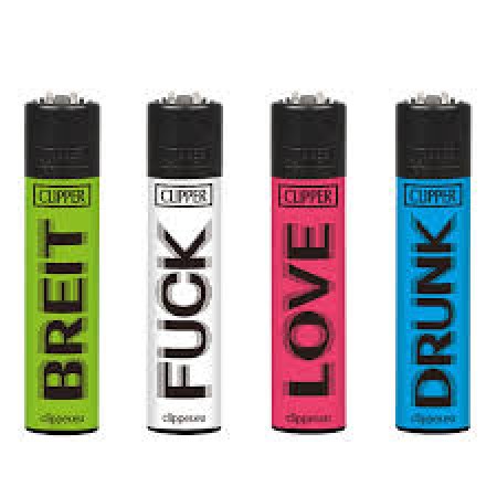 Upaljač Clipper "breit", "F*ck","Love","Drunk"