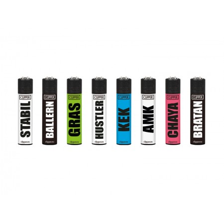 Lighters Clipper "Stabil", "Ballern", "Gras", "Hustler", "KEK", "AMK", "Chaya", "Bratan"